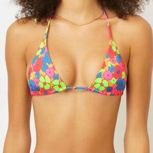 Frankie's Bikinis Groovy Floral Neon Set Nick top Gabe bottoms gently used